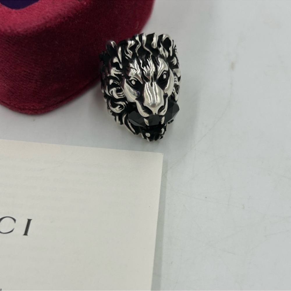 Women’s Gucci, Lionhead, motif sterling silver ring size 8/8.5 made in Italy - Picture 5 of 8